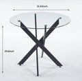 Black Dining Table With Cross Metal Leg And Tempered Glass,Modern Space Saving Kitchen Table For Living Room Black Glass Metal