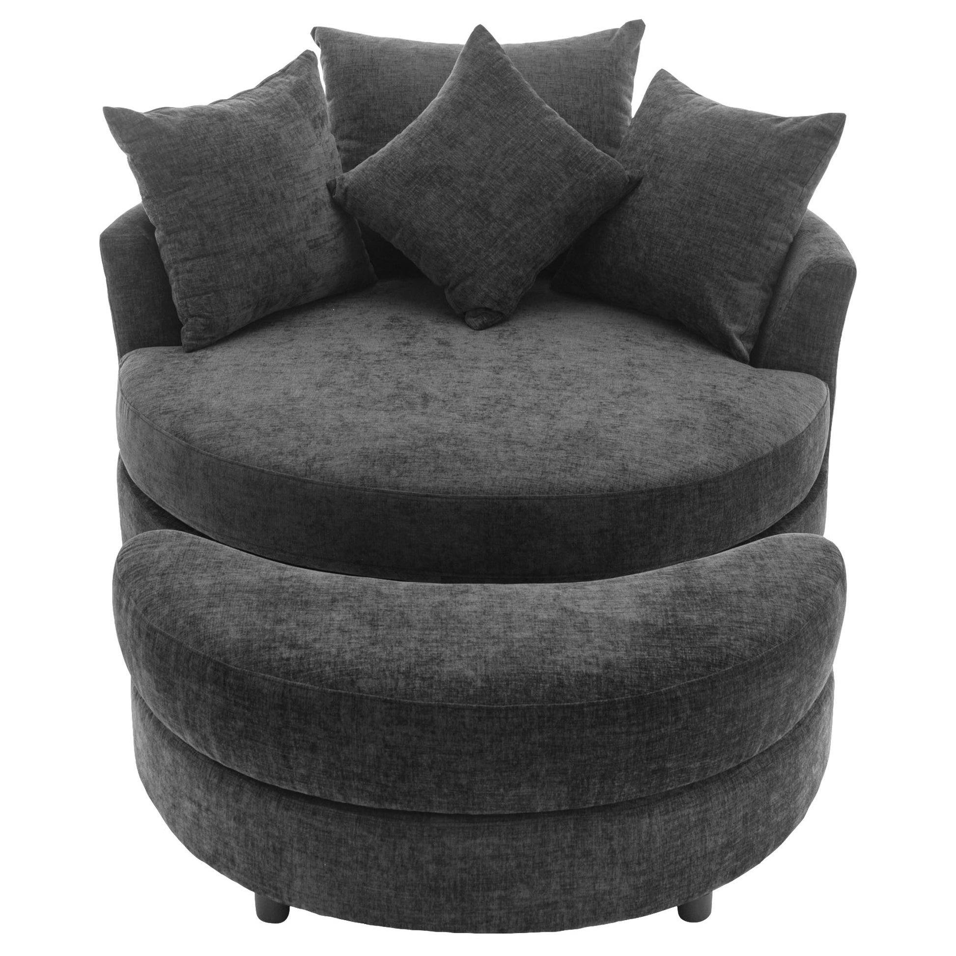 Orisfur. 360 Swivel Accent Barrel Chair With Storage Ottoman & 4 Pillows, Modern Chenille Leisure Chair Round Accent For Living Room, Gray Gray Foam Chenille