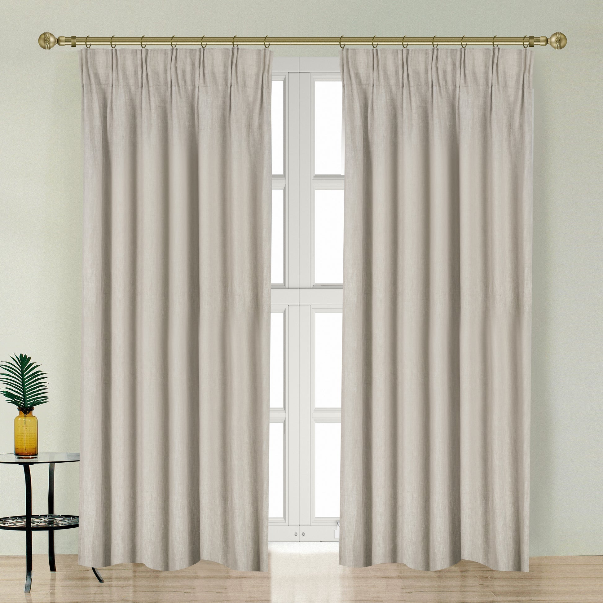 Newport Cotton Lining Window Curtains For Bedroom, Linen Curtains For Living Room, 96 Inches Long Curtains For Living Room, Greige Greige Linen