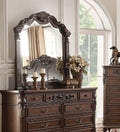 Traditional Formal Antique Cherry Antique Walnut Unique Design Dresser W Mirror Drawers Storage Bedroom Furniture Walnut Brown Bedroom Contemporary,Luxury,Traditional Rubberwood Particle Board Mdf