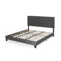 King Size Upholstered Platform Bed Frame With Contemporary Tufted Waffle Stitching, Easy Assembly, Charcoal Grey King Charcoal Grey Fabric