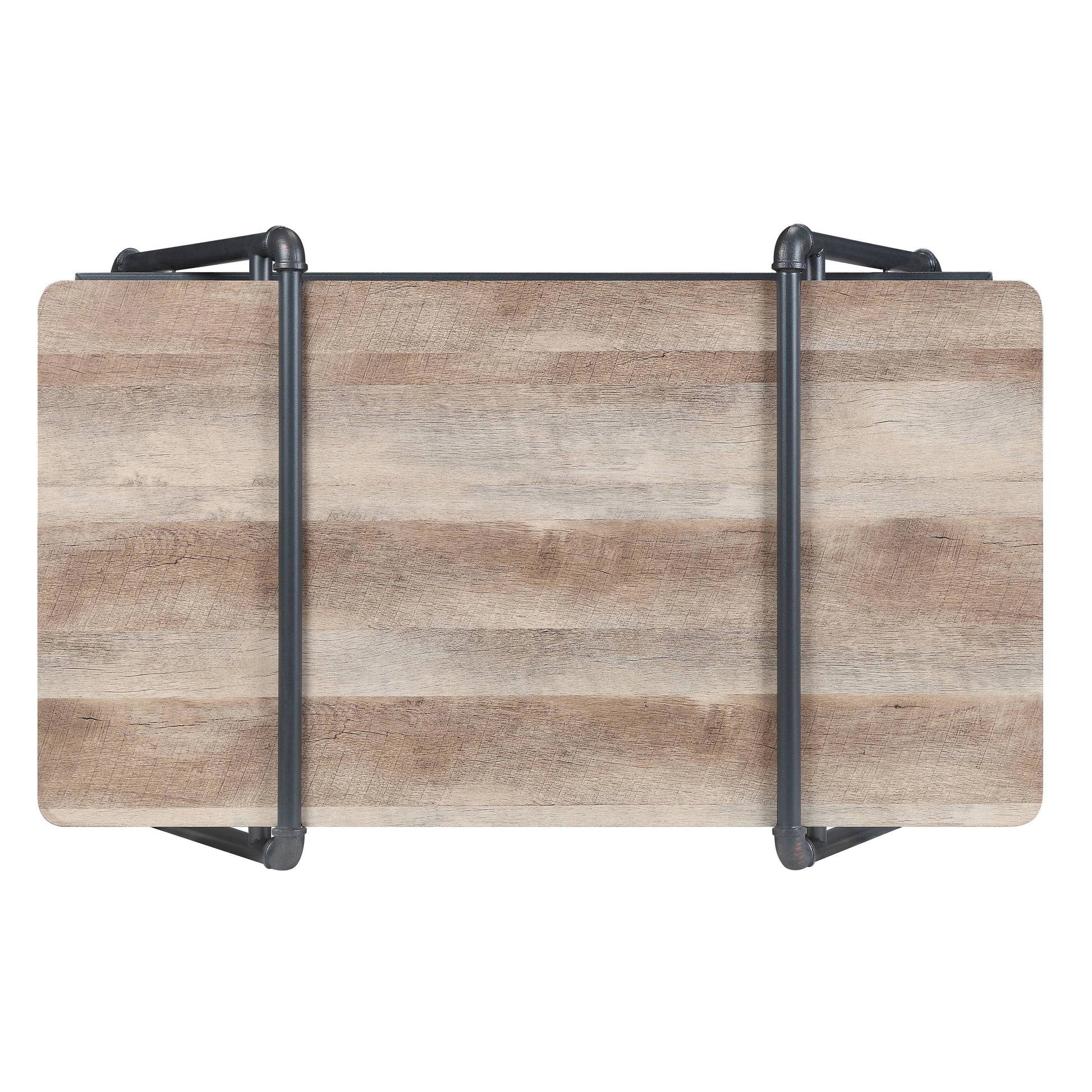 Oak And Sandy Grey 1 Shelf Coffee Table Oak Primary Living Space Shelves Rectangular Wood Metal Sled