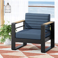 Giovanna Club Chair Blue Fabric Metal