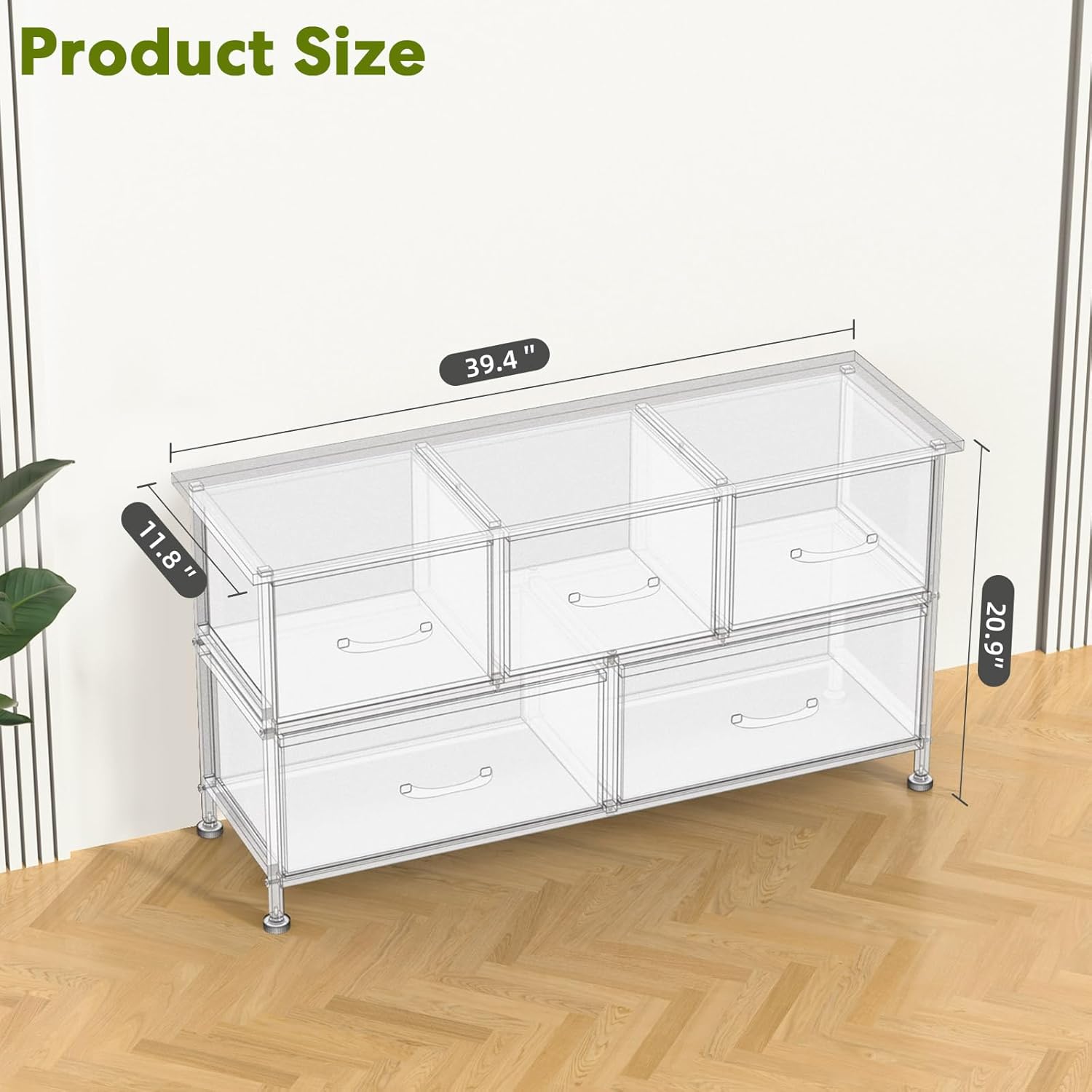 5 Drawers Dresser For Bedroom, Kidsroom Furniture, Wide Chest Of Drawers, Storage Organizer Units With Fabric Bins For Closet, White, Metal Frame, Waterproof Wood Top, Adjustable Feet White Wood