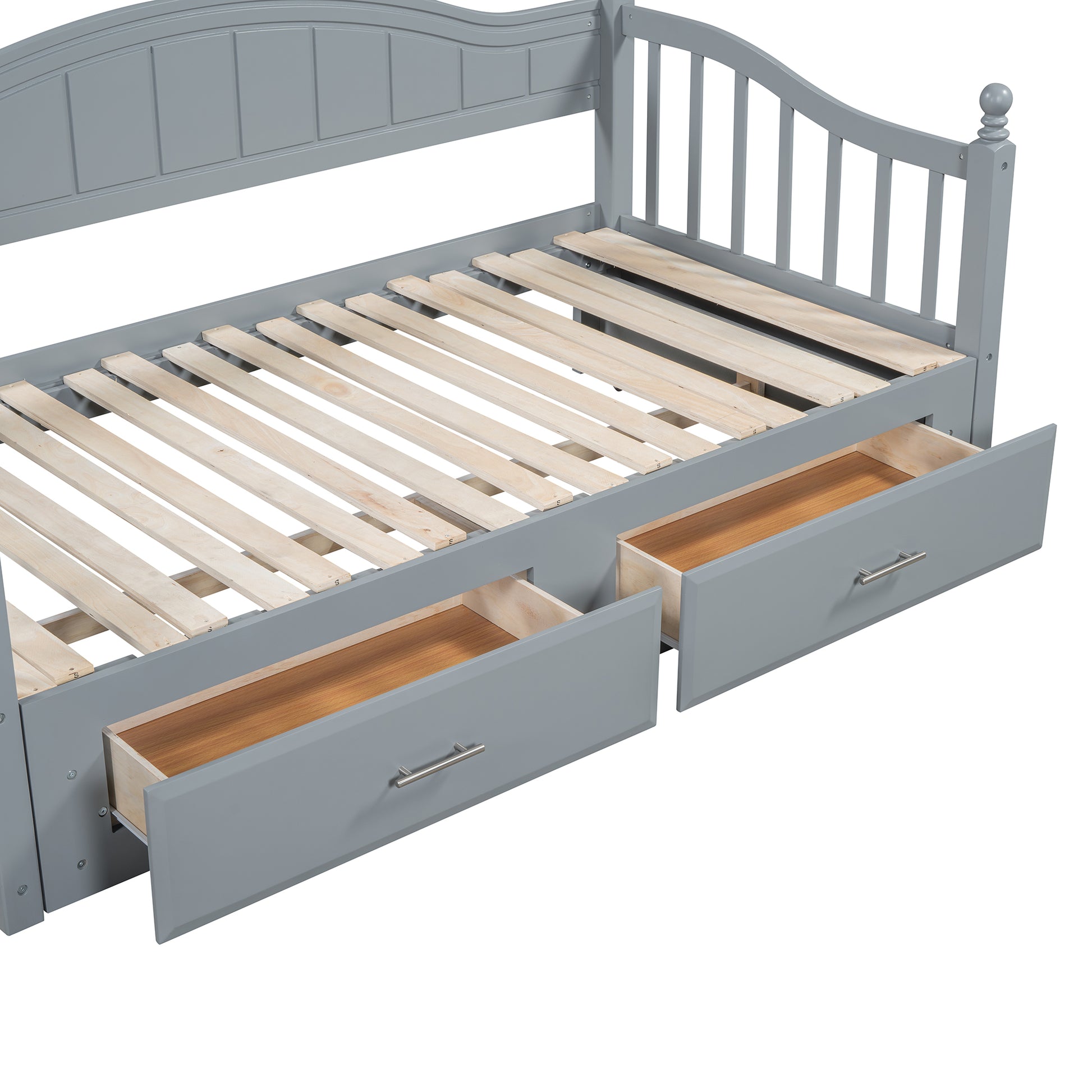 Wooden Twin Size Daybed With Twin Size Trundle, Extendable Daybed With Two Storage Drawers,Gray Expected Arrival Time:9.12 Twin Gray Wood