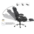 Reclining Office Chair With Massage, Ergonomic Computer Chair With Foot Rest Black Pu Iron