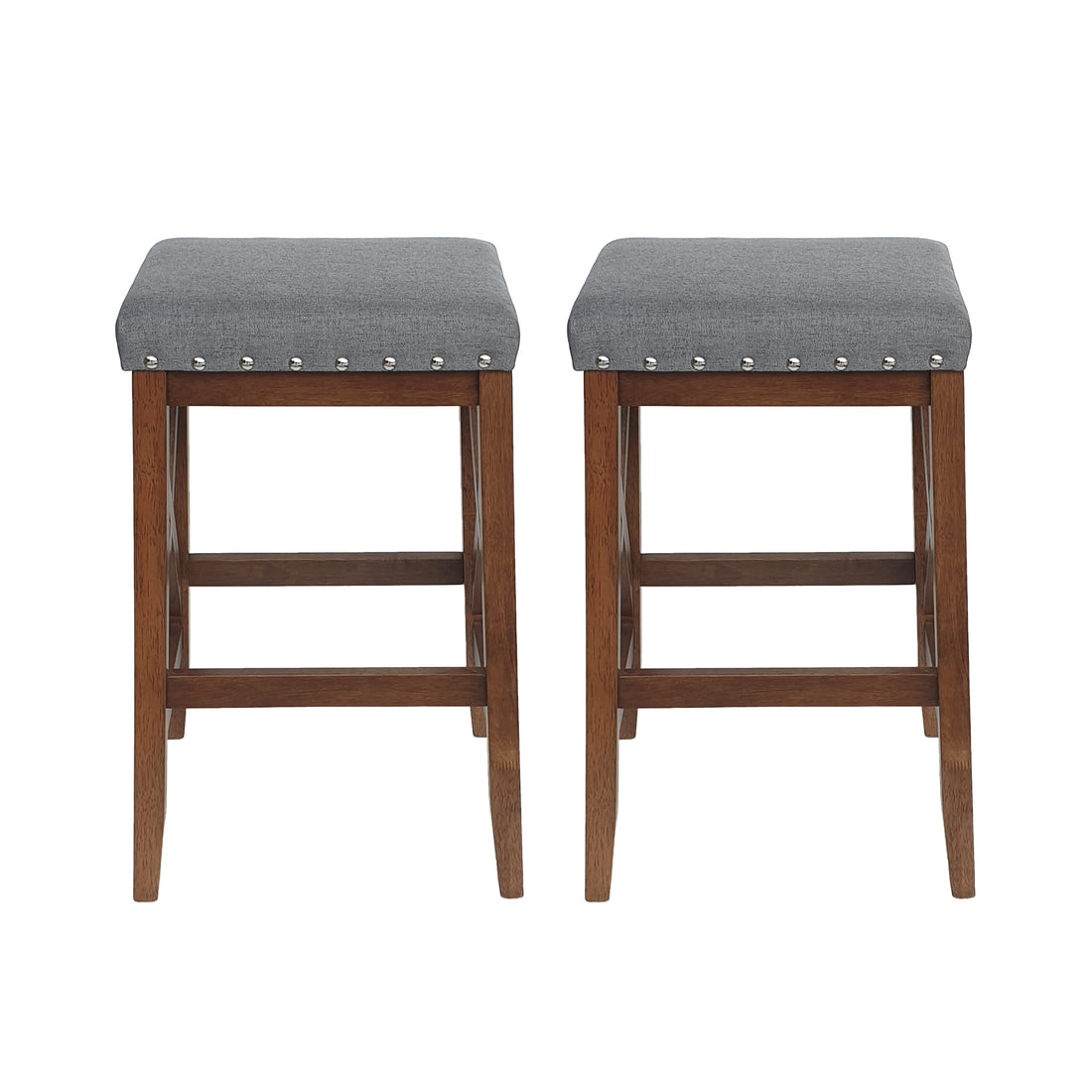 Saddle Barstool Charcoal Wood Fabric