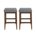 Saddle Barstool Charcoal Wood Fabric