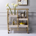 Gold And White Washed Serving Cart With 3 Adjustable Trays Gold White Dining Room Contemporary Rectangular Kitchen Carts Wood Metal