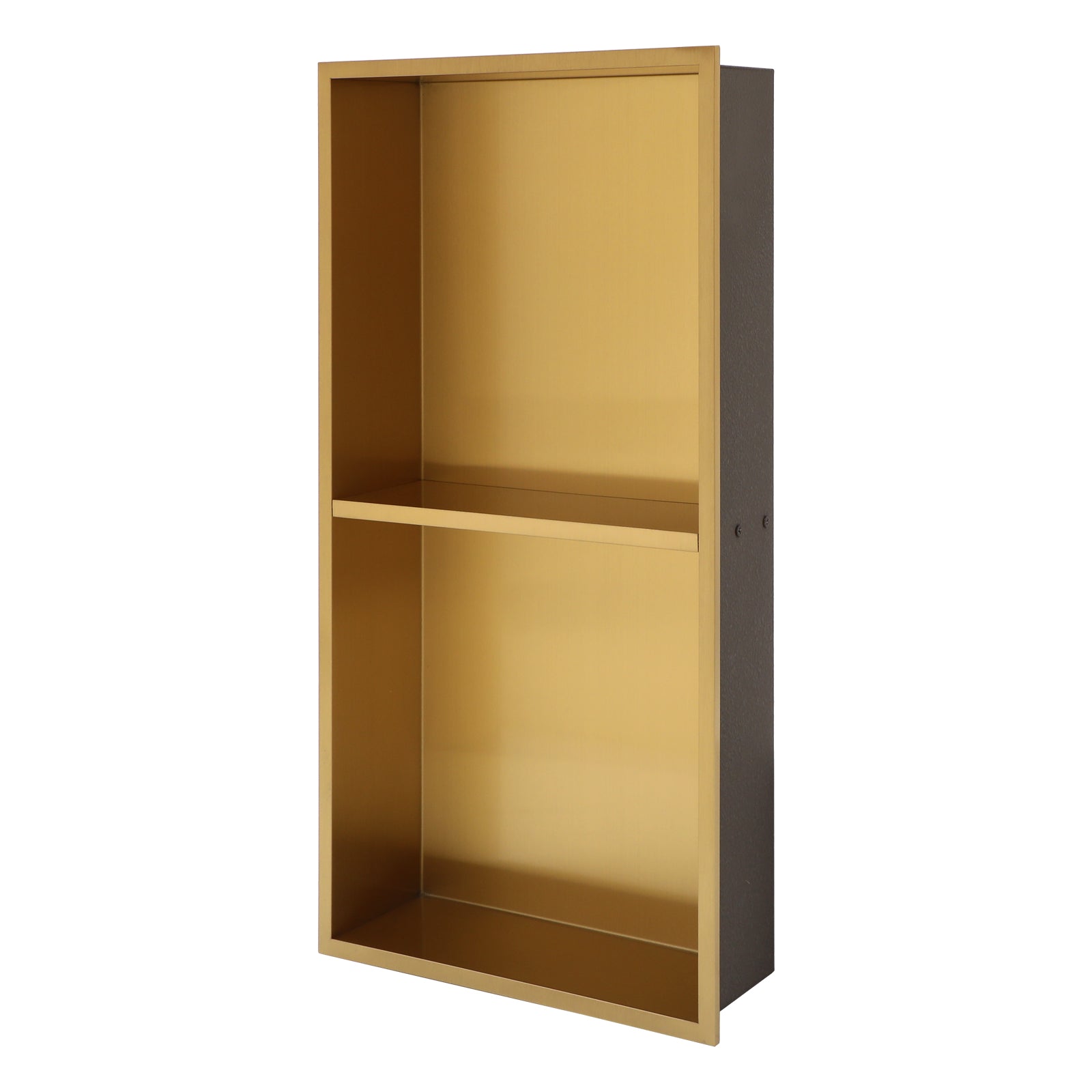 13" X 25" Stainless Steel Shower Niche Double Shelf, Gold Gold Stainless Steel