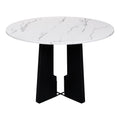 5 Piece Round Dining Table Set, 43 Inch Modern Dining Table And 4 Upholstered Chairs For Dining Room, Kitchen Room, Living Room, Easy Assembly Upholstered Chair White Gray Dining Room American