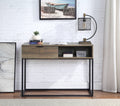 Galeno Writing Desk, Rustic Oak & Black Finish Of00320 Black Mdf Metal