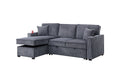 Convertible Sectional Dark Gray Color Corduroy Reversible Chaise W Storage And Sofa Pull Out Bed Pillows Living Room 2Pc Set Dark Gray Primary Living Space Cushion Back Contemporary,Modern L Shaped Rubberwood Rolled Arms Corduroy 4 Seat