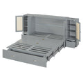 Full Size Murphy Bed Wall Bed With Drawer And Rattan Decoration With 2 Storage Cabinets, One Set Of Sockets & Usb Ports, Pulley Structure Design, Gray Full Gray Plywood