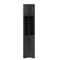 Multi Functional Corner Cabinet Tall Bathroom Storage Cabinet With Two Doors And Adjustable Shelves, Open Shelf, Black Black Mdf