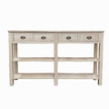 Cream 4 Drawer Console Table With 2 Shelf Cream Primary Living Space Transitional Drawers Rectangular Mdf