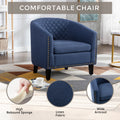Coolmore Barrel Chairs With Soft Padded Armrest, Club Chairs With S And Solid Wood Legs For Living Room Bedroom Waiting Room Navy Linen Navy Primary Living Space Foam Linen
