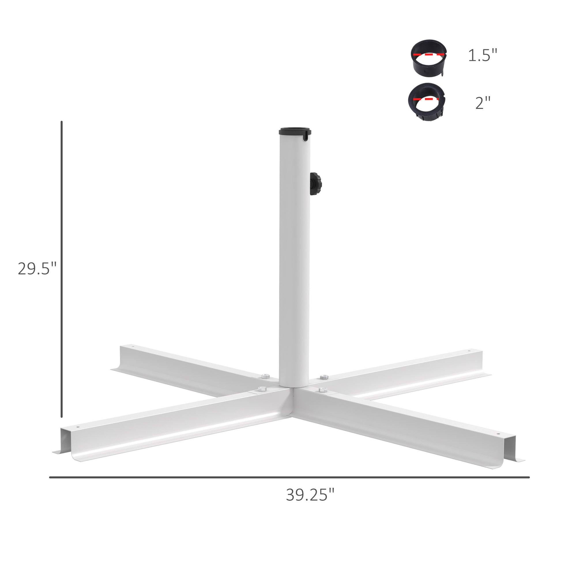 Outsunny Outdoor Universal Cross Brace Stand For Small Offset Umbrella Or Large Market Umbrella, Cross Umbrella Base For Patio Umbrella, White White Steel