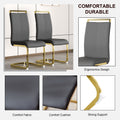 Table And Chair Set, The Table Is Equipped With A Marble Patterned Mdf Tabletop And Gold Table Legs.The Chair Is Equipped With Pu Synthetic Leather High Back Cushion And Gold Coated Metal Legs. Grey Gold Seats 6 Mdf Metal