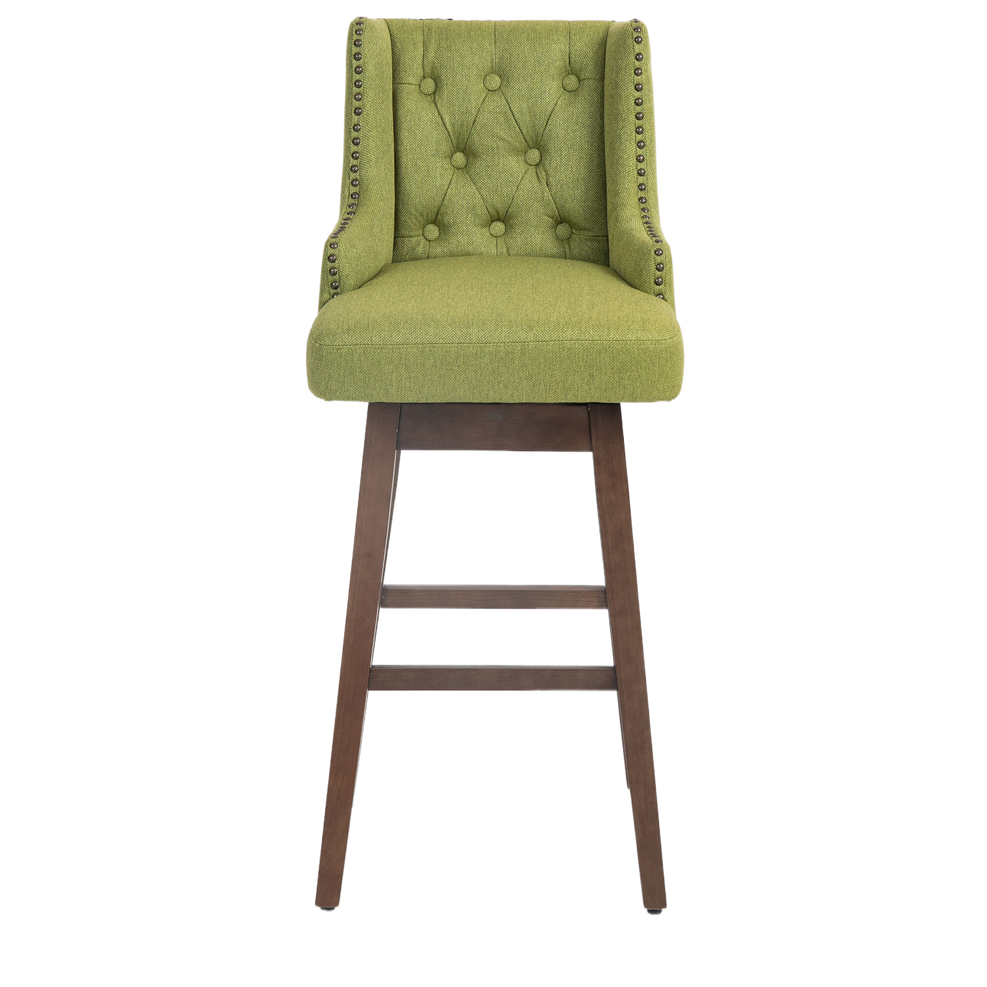 Coolmore Bar Stools Set Of 2 Counter Height Chairs With Footrest For Kitchen, Dining Room And 360 Degree Solid Wood Legs Swivel Bar Stools Set Of 2 Olive Linen Olive Foam Linen