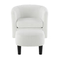 Swivel Accent Chair 360 Comfy Recliner Corduroy Arm Chair Single Sofa With Ottoman For Living Room Bedroom White Fabric