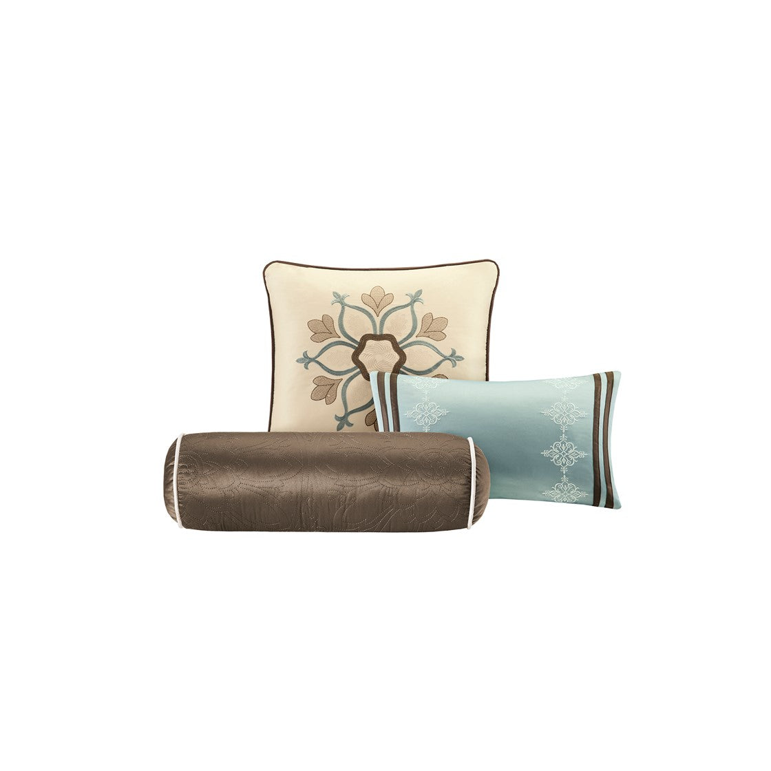 9 Piece Charmeuse Comforter Set Blue King King Blue Polyester