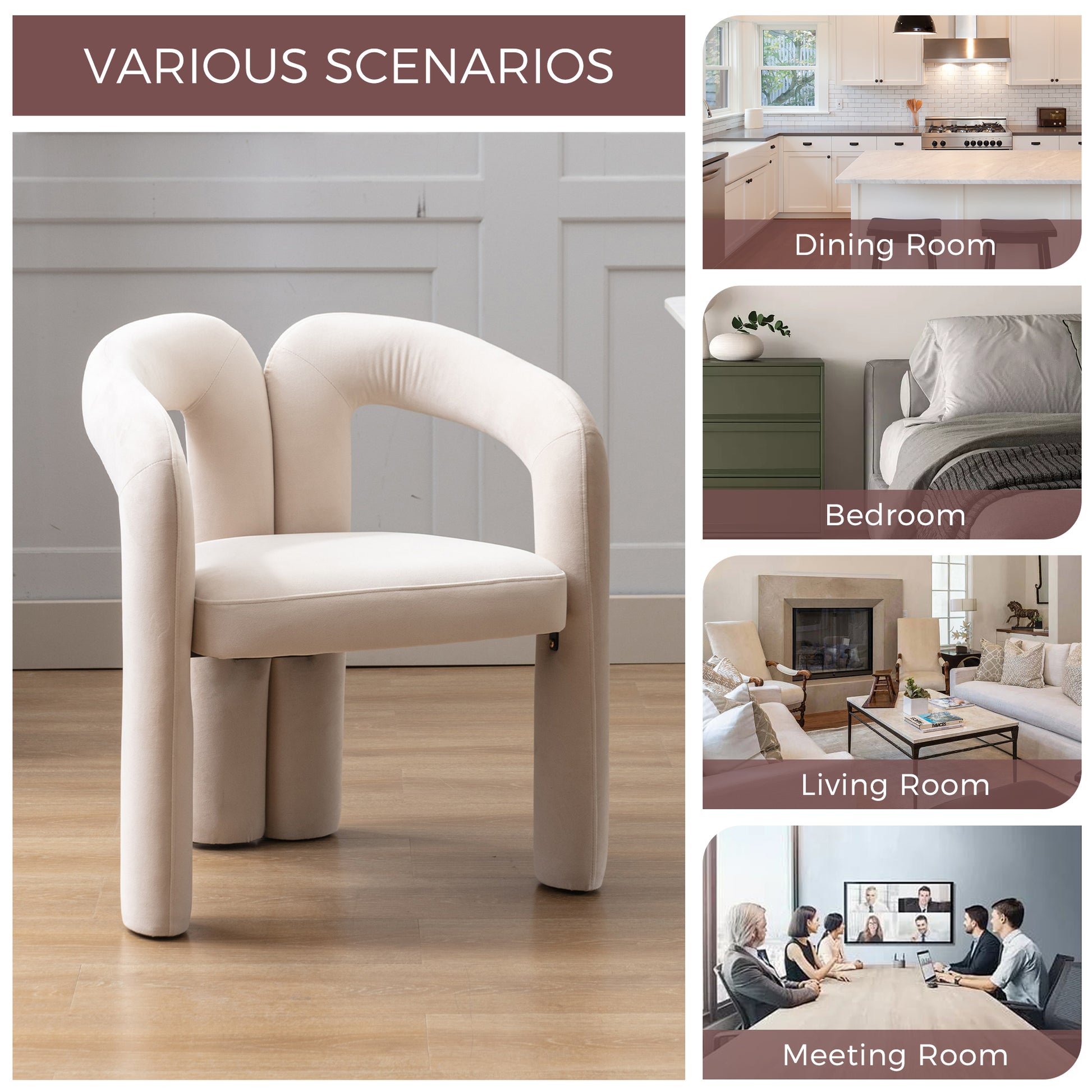 Coolmore Contemporary Designed Velvet Fabric Upholstered Accent Dining Chair Barrel Side Chairs Kitchen Armchair For Living Room Set Of 2 Beige Velvet Beige Foam Velvet