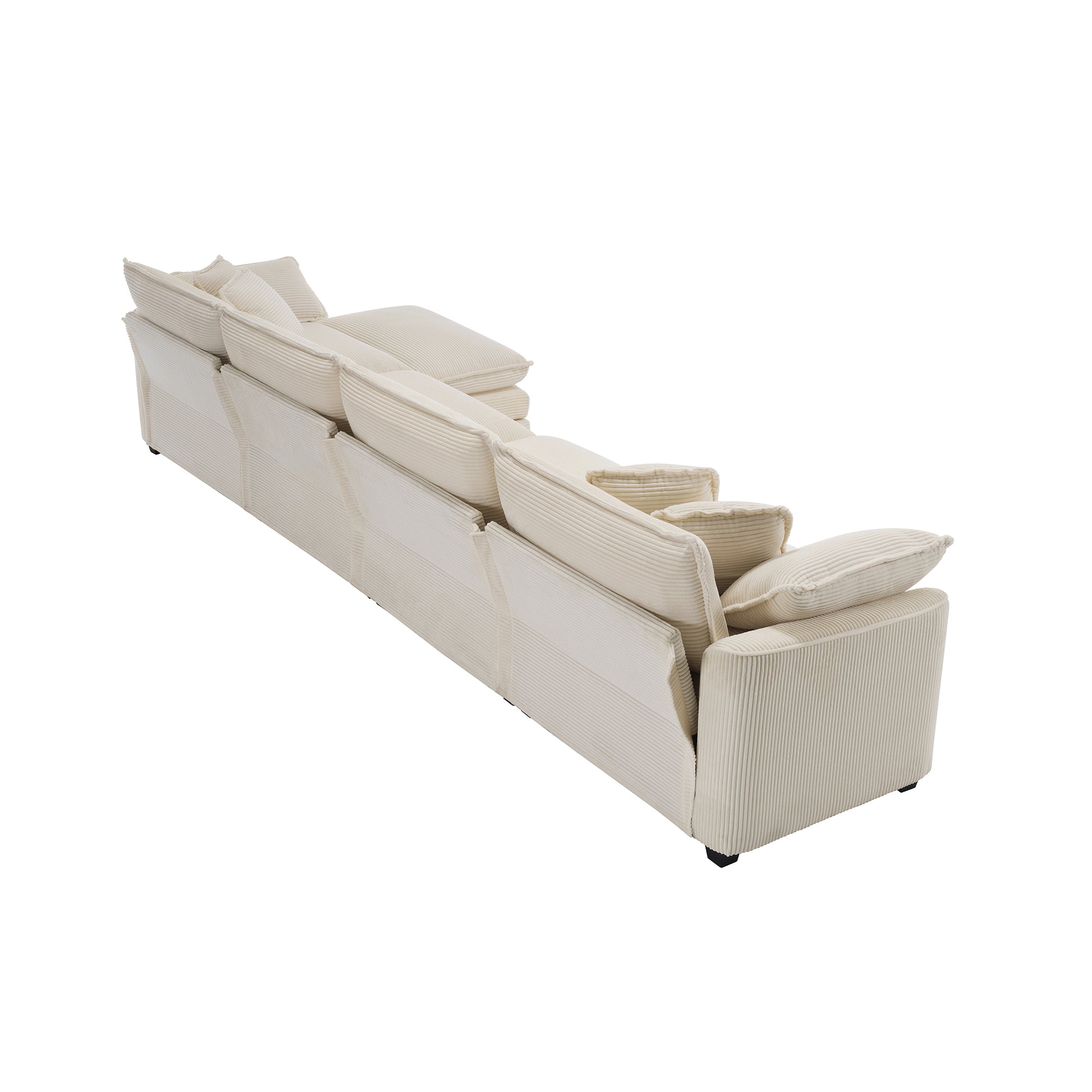 Modern Upholstered L Shape Modular Sectional Sofa, 4 Seater Sofa With With 1 Ottoman, Comfortable Corduroy Fabric Couch Sofa, Light Beige Corduroy Fabirc Beige Corduroy 4 Seat