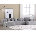 Arrived 131'' Modular Sectional Couch, U Shaped Sofachaise Lounge, Striped Fabric,Upholstered 4 Seater Couch For Living Room, Bedroom, Free Combination Sofa Corduroy , Gray Gray Polyester Primary Living Space Soft Modern Square Arms Foam Upholstered 4