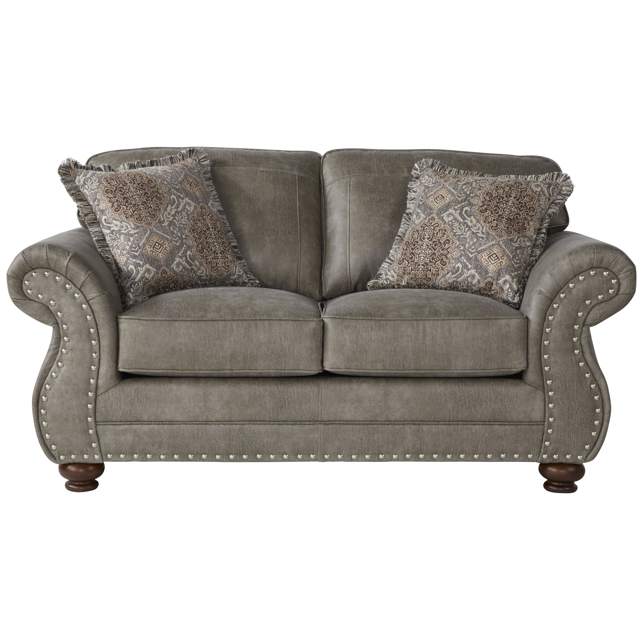 Leinster Faux Leather Upholstered Loveseat Gray Faux Leather