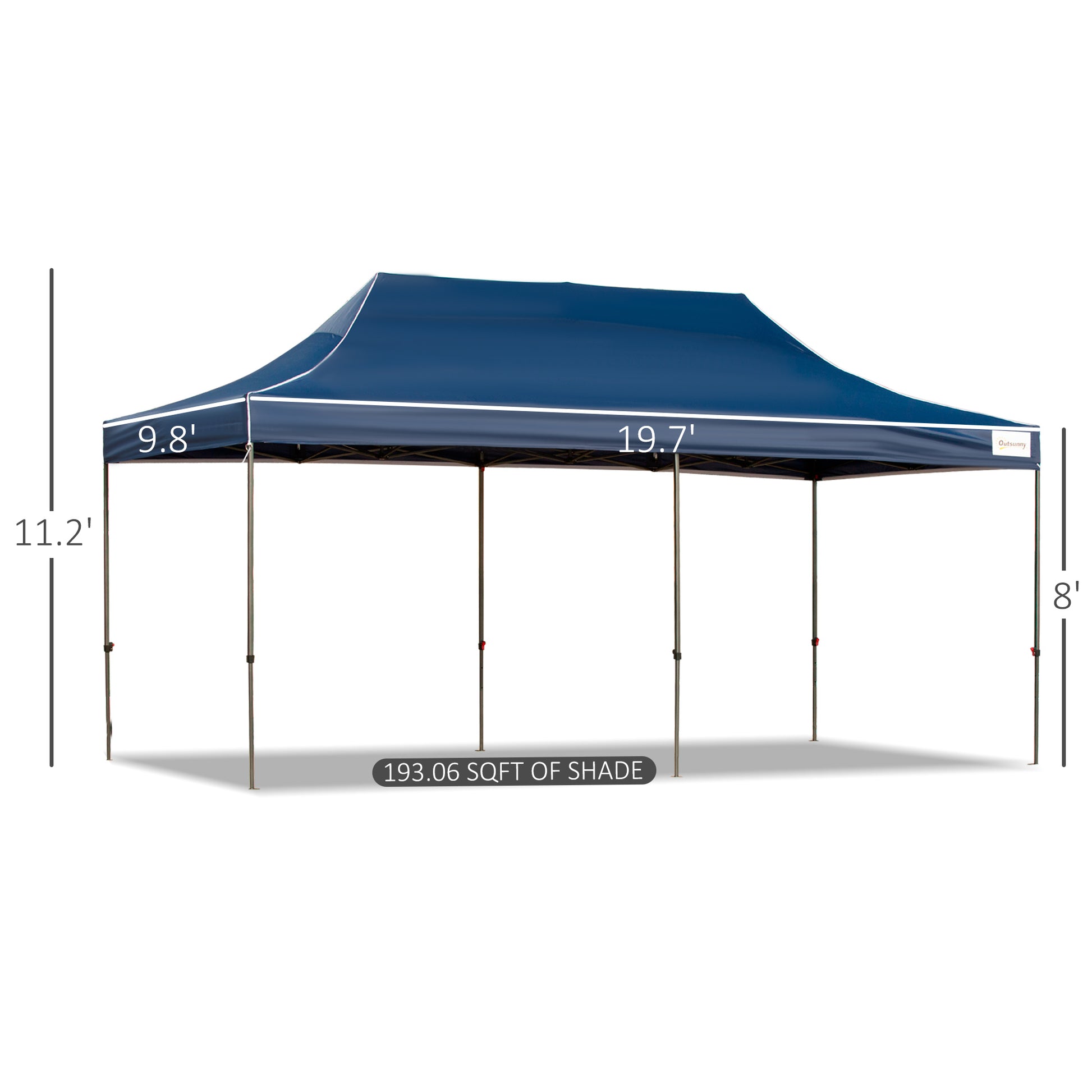 Outsunny 10' X 20' Pop Up Canopy Tent With Sidewalls & Doors, Instant Tents For Parties With Wheeled Carry Bag, Height Adjustable, For Outdoor, Garden, Patio, Blue Dark Blue Steel