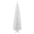 Homcom 7' Artificial Pencil Christmas Tree, Slim Xmas Tree With 499 Realistic Branch Tips And Plastic Stand, White White Polyvinyl Chloride