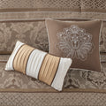 7 Piece Jacquard Comforter Set Brown Gold King King Brown Gold Polyester