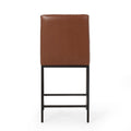 Counter Stool Set Of 2 Light Brown Pu