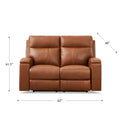 Venice Power Headrest Zero Gravity Reclining Loveseat Brown Genuine Leather Wood Primary Living Space Tight Back Eucalyptus Memory Foam Leather