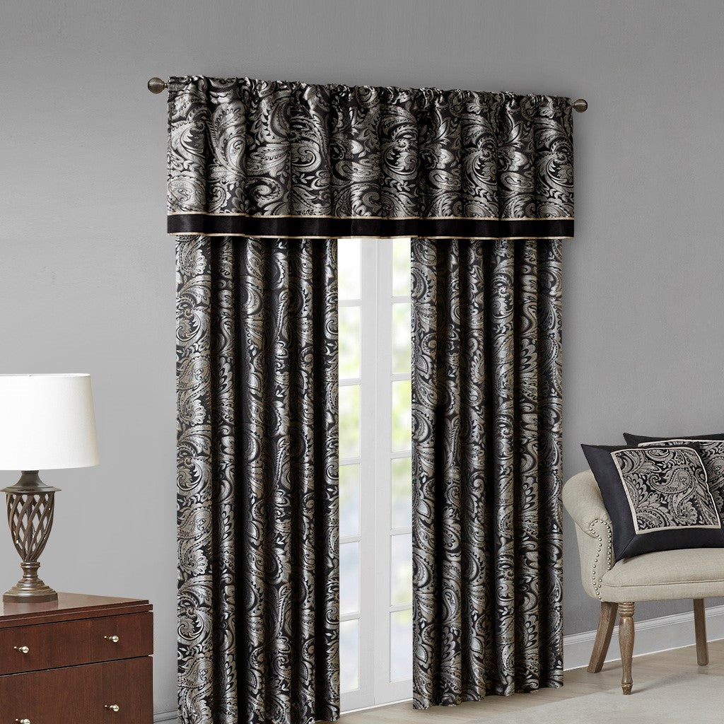 Jacquard Window Valance Black 50X18" Black Polyester