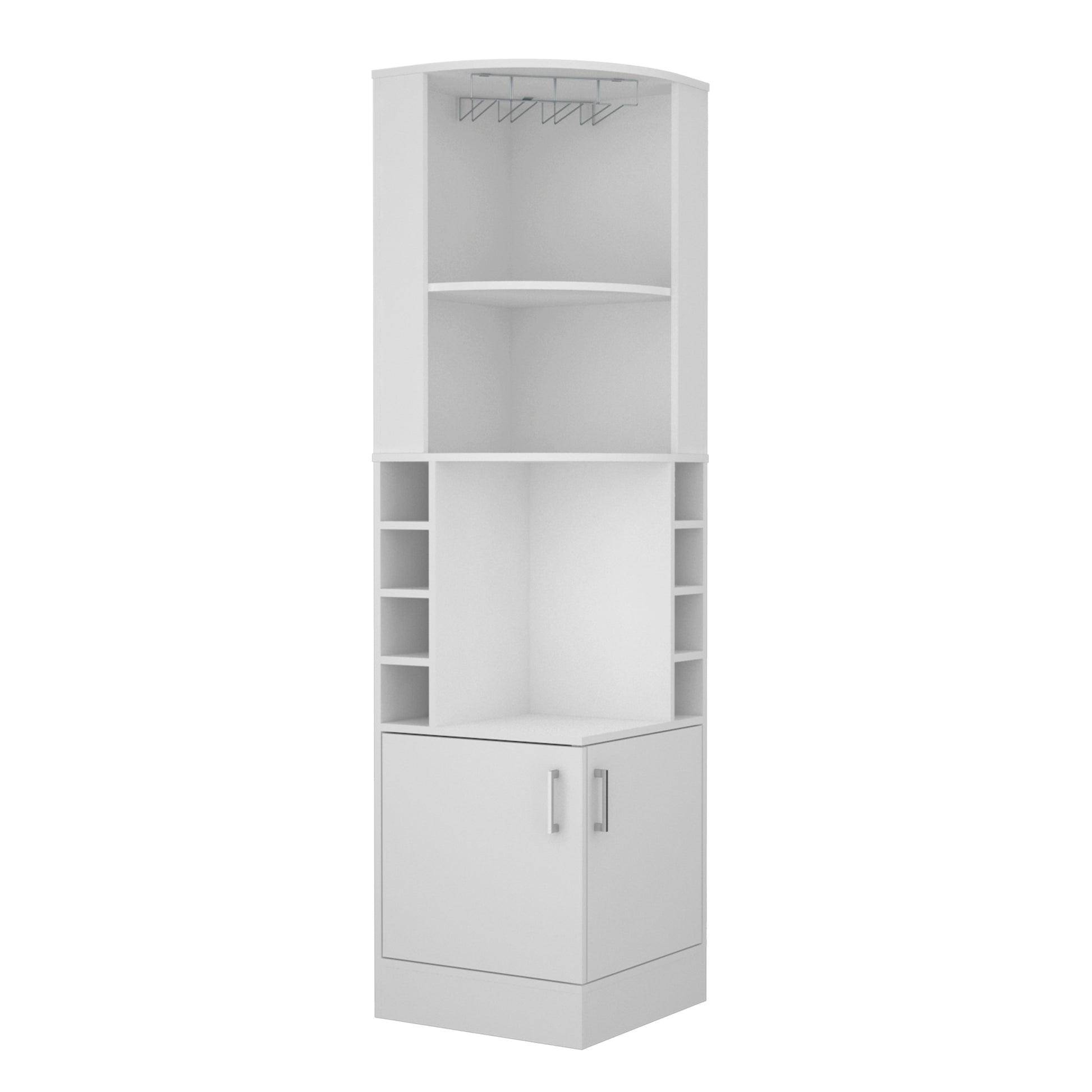 Syrah Corner Bar Cabinet, Two External Shelves White White Particle Board Particle Board