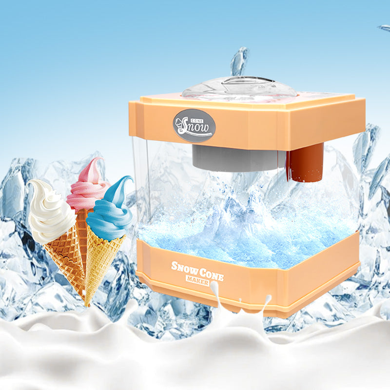 Snow Cone Maker, Tabletop Shaved Ice Machine For Slushies & Frozen Drinks, 2 Reusable Cups, Ice Scoop Orange Plastic