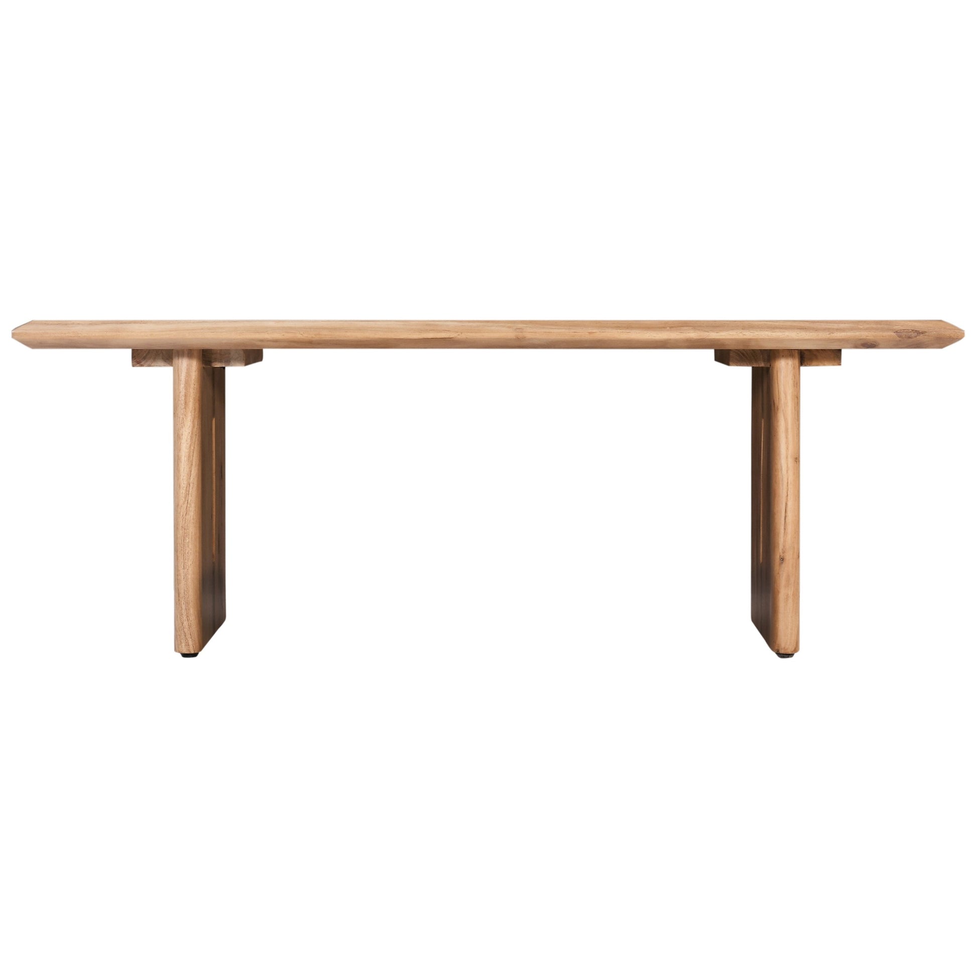 51 In. Solid Acacia Wood Coffee Table With Curved Edges, Modern Living Room Sofa Table, Brown Walnut Brown Brown Primary Living Space Contemporary Freestanding Acacia Rectangular Coffee & End Tables Rectangular Solid Wood