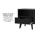 Modern 1 Drawer Nightstand With Open Cubby Black Black Mdf Mdf