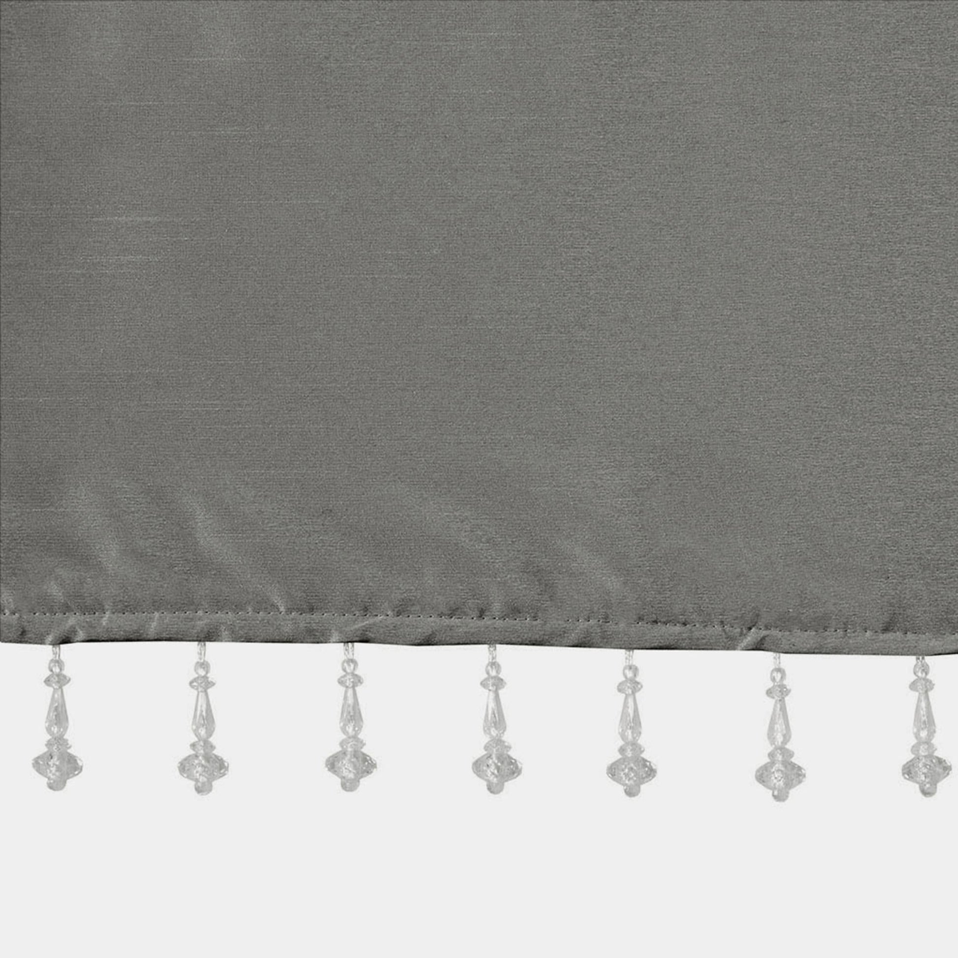 Lightweight Faux Silk Valance With Beads Charcoal 50X26" Charcoal Polyester