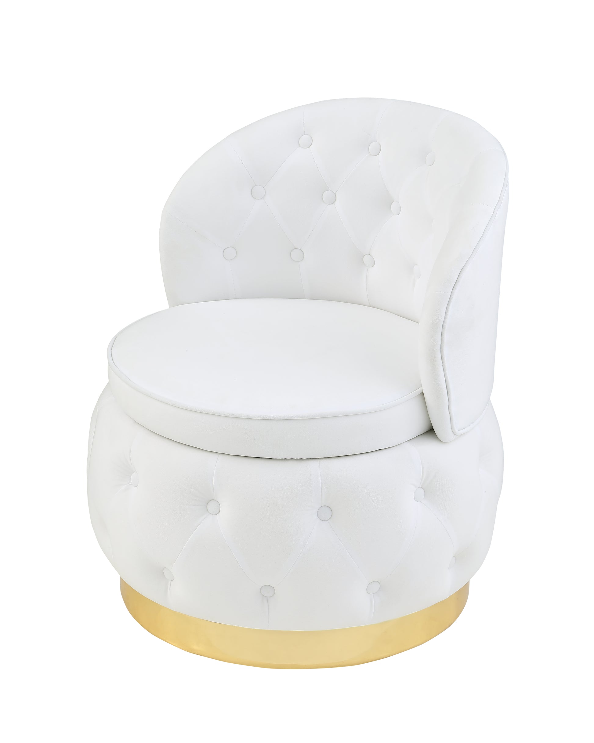 360 Degree Swivel Cuddle Barrel Accent Storage Chairs White Velvet