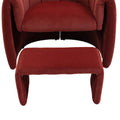 Coolmore Accent Chair With Ottoman, Mid Century Modern Barrel Chair Upholstered Club Tub Round Arms Chair For Living Room Bedroom Office Wine Red Velvet Wine Red Foam Velvet