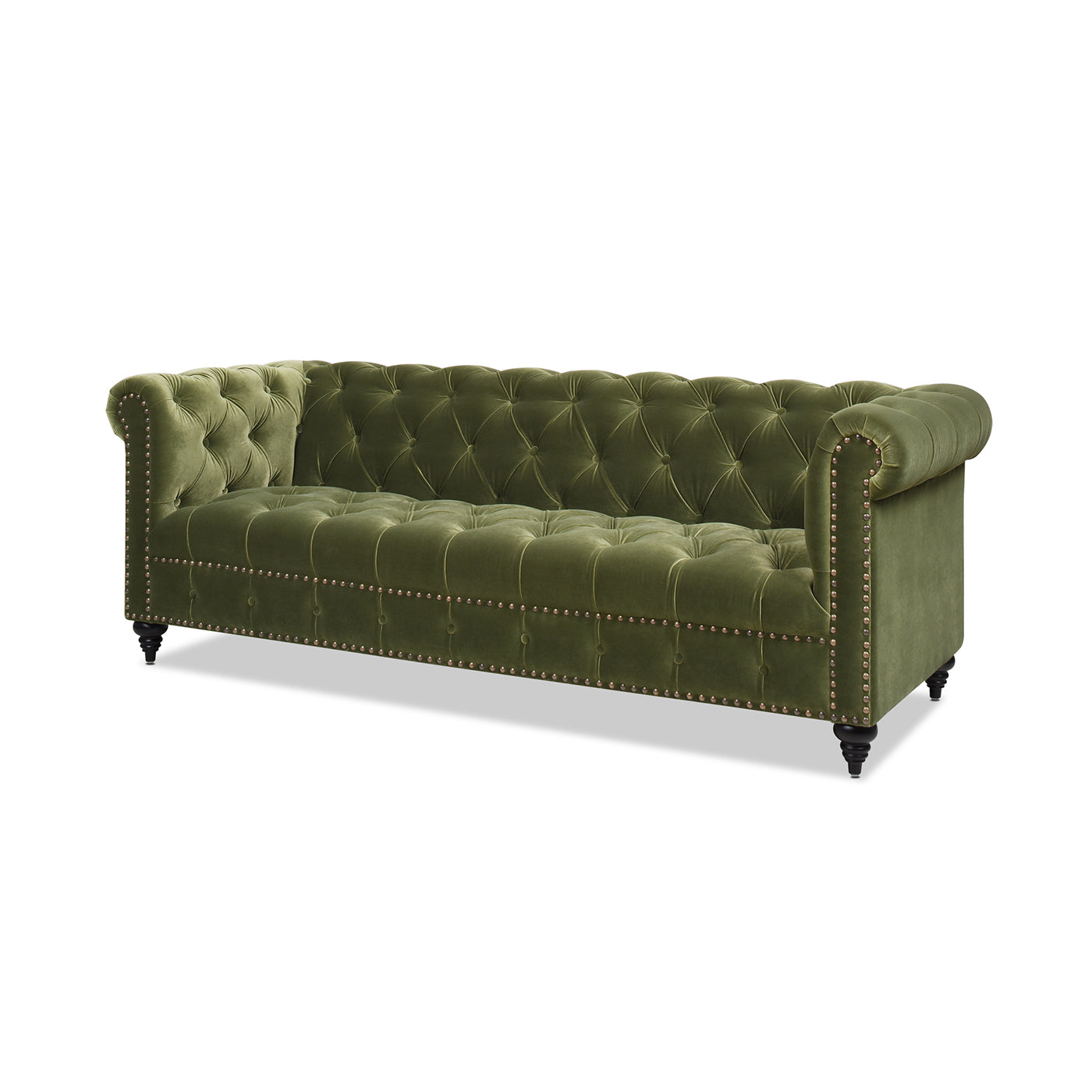 Alto 88" Tufted Chesterfield Sofa, Olive Green Performance Velvet Green Foam Velvet 3 Seat