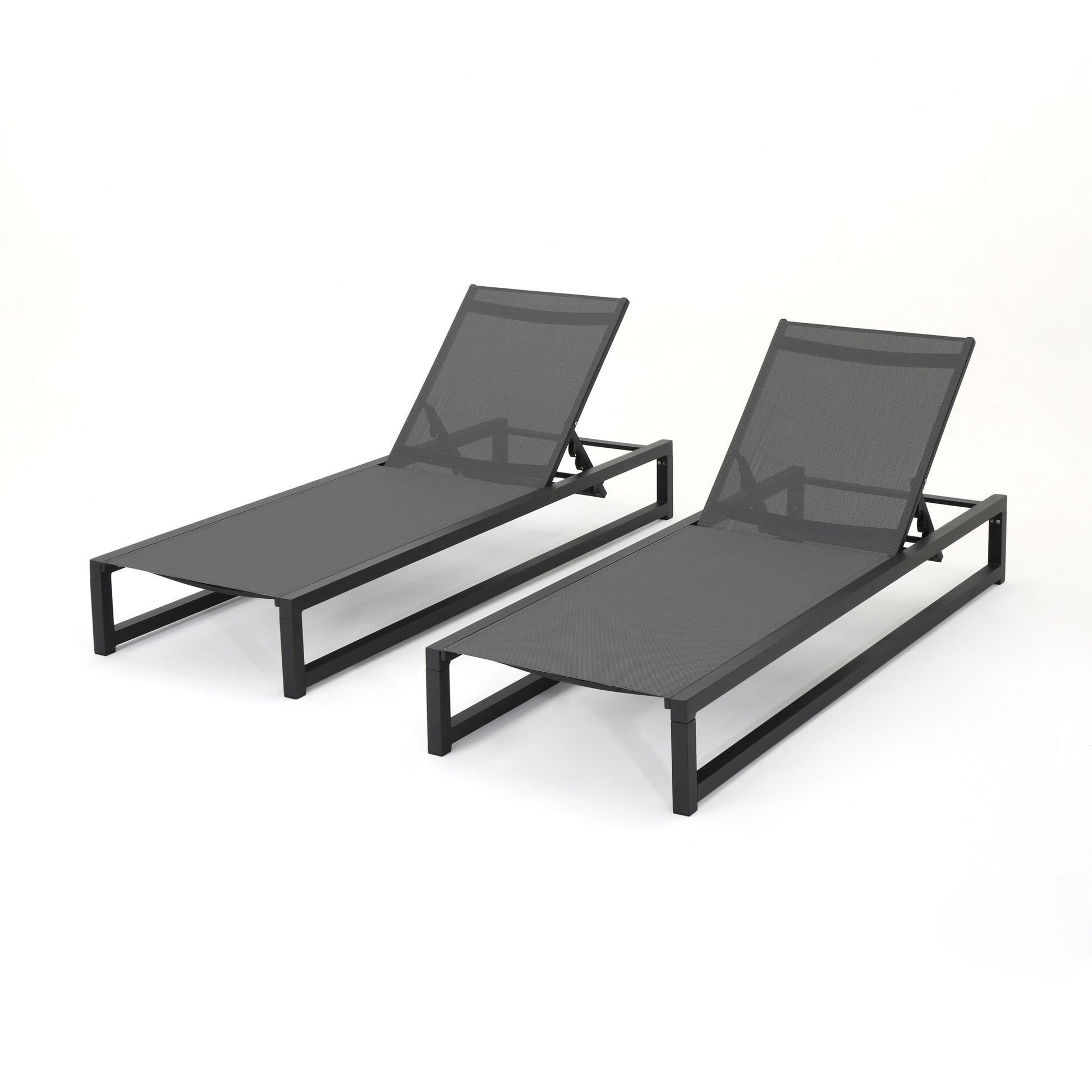 Venice Chaise Lounge Set Of 2 Black Grey Mesh