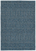 Modern, Transitional, Geometric, Southwestern, Textured High Low Cut & Loop 2' X 6' Runner Blue Polypropylene