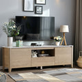 70 Inches Modern Tv Stand With Led Lights Entertainment Center Tv Cabinet With Storage For Up To 75 Inch For Gaming Living Room Bedroom Natural Wood Wash 70 79 Inches Particle Board