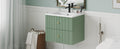 24 Inch Wall Mounted Bathroom Vanity With 2 Drawers Ideal For Small Bathrooms Green Bathroom Mdf