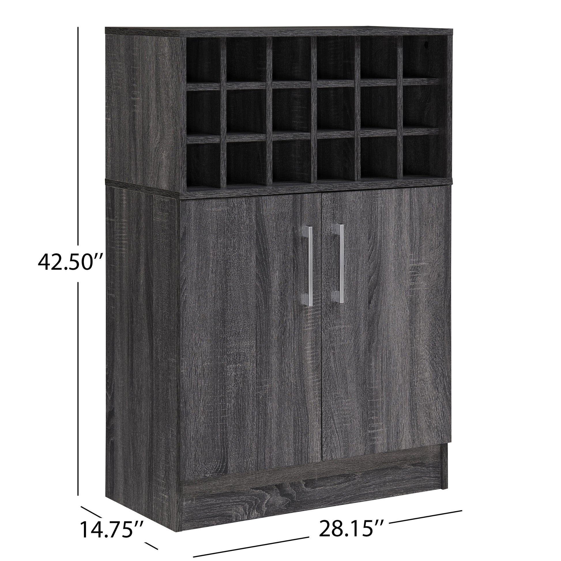 Wine & Bar Cabinet Grey Particle Board