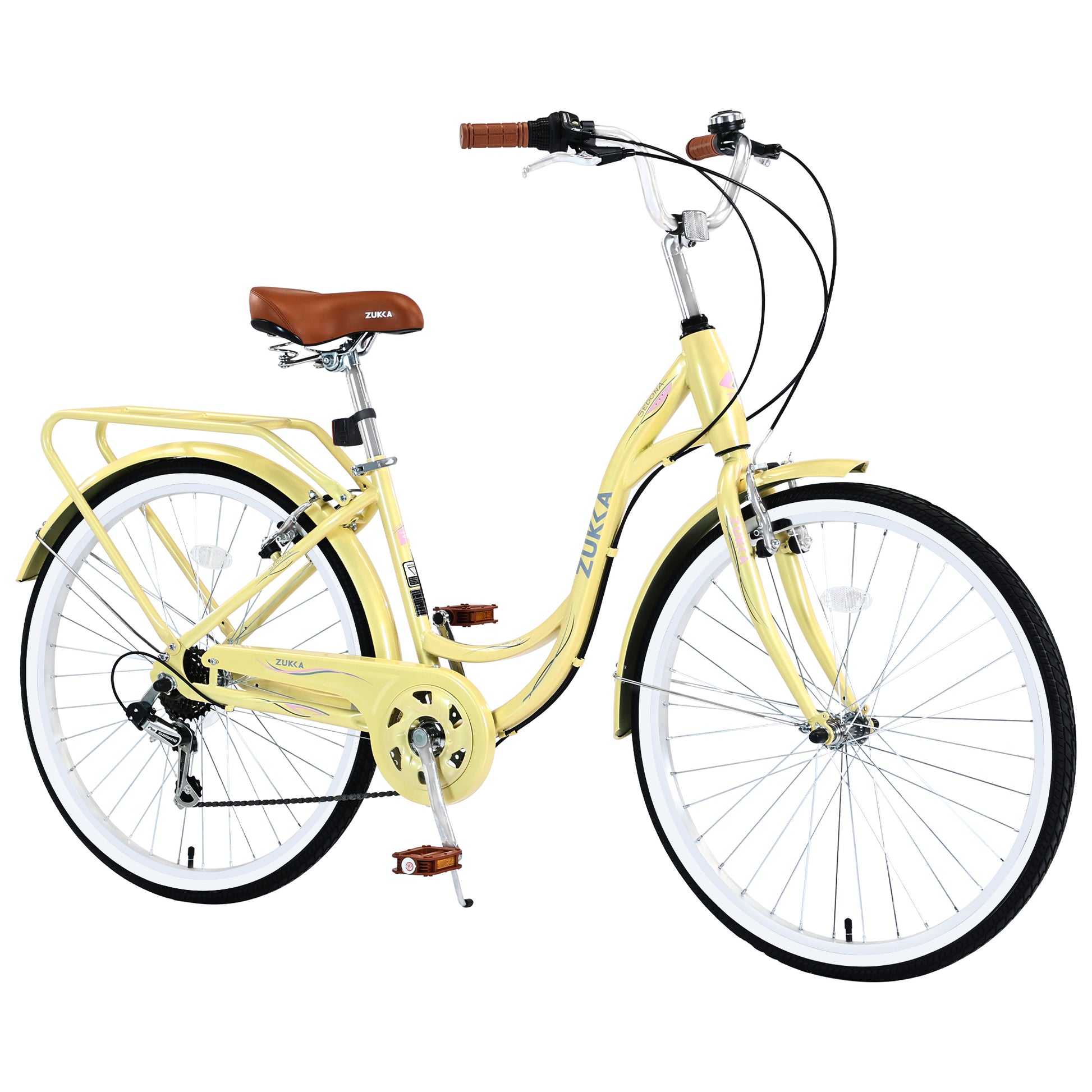 7 Speed, Steel Frame, Multiple Colors 24 Inch Ladies Bicycle Cycling Y